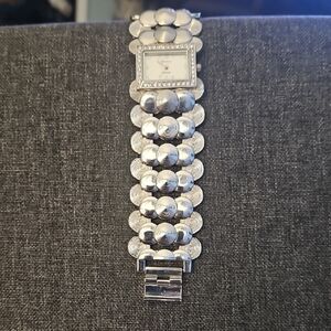 Geneva Silver Statement Bracelet Watch